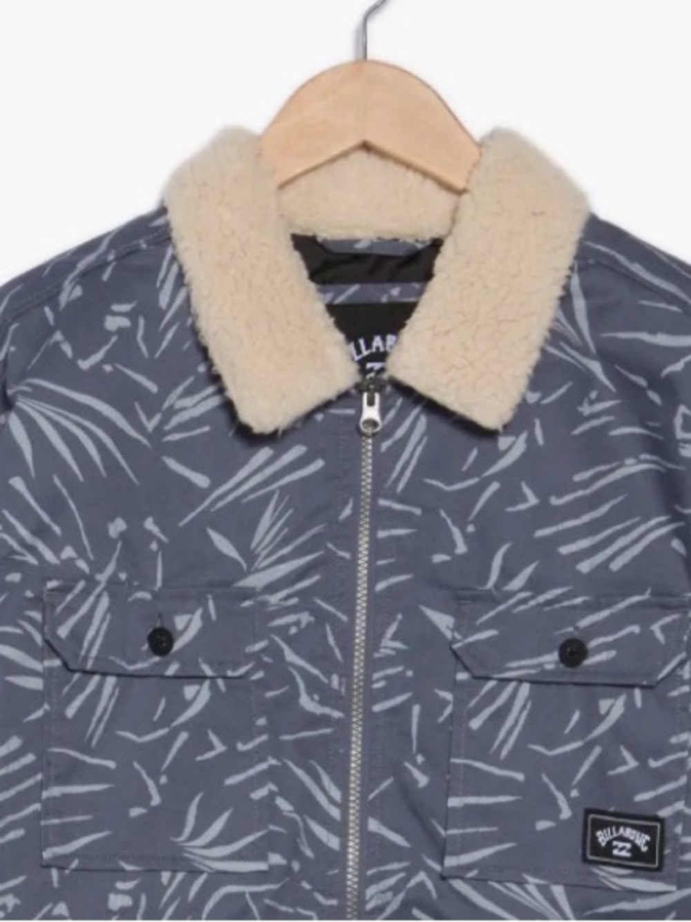 Billabong Xander Cotton Zip Jacket Faux Sherpa Collar Mens Size S NWT